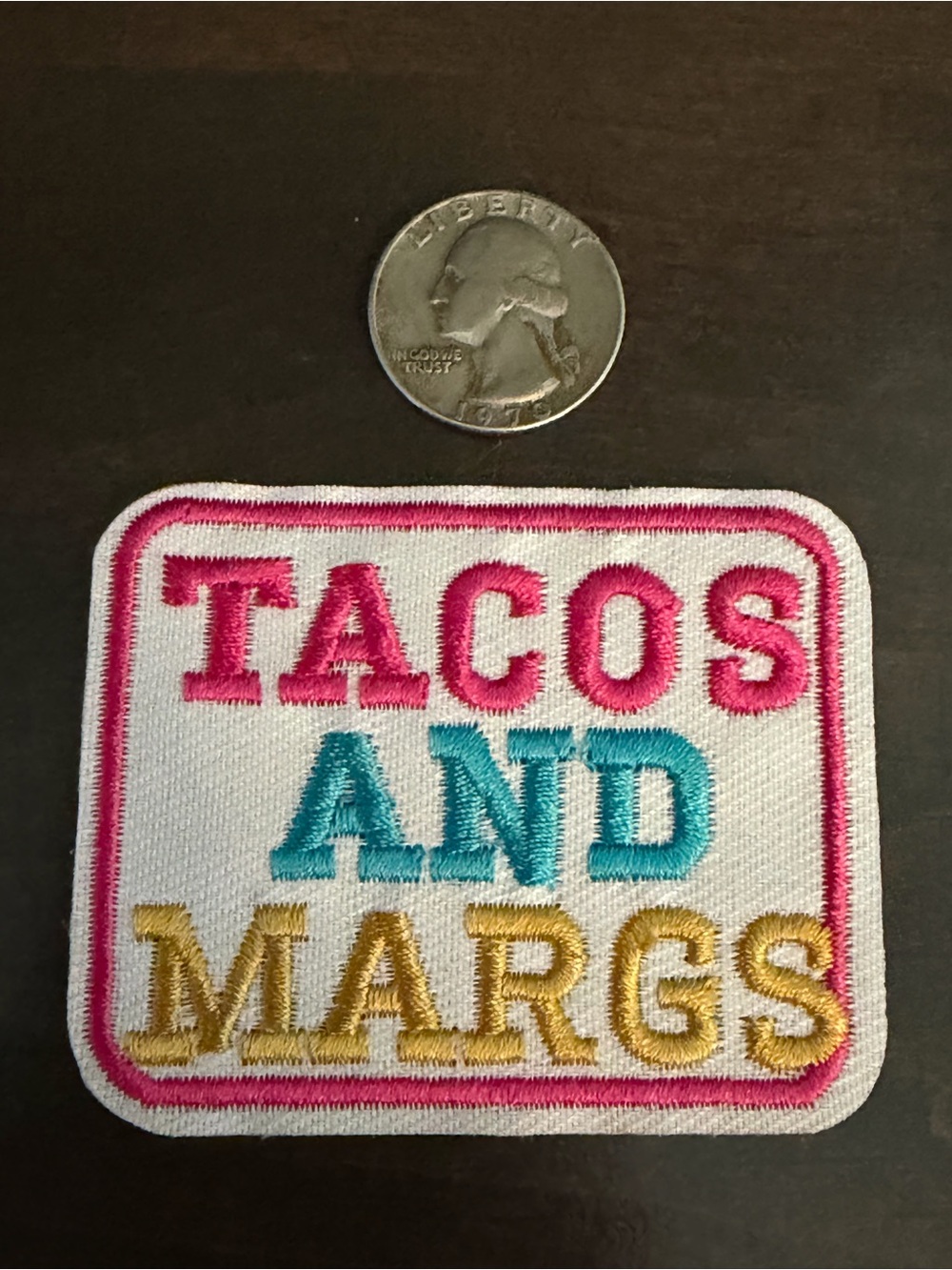 TACOS AND MARGS Embroidered Patch - Pink, Teal, Gold